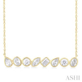 1 ctw Bezel Set Mixed Diamond Cut Fashion Necklace in 14K Yellow Gold